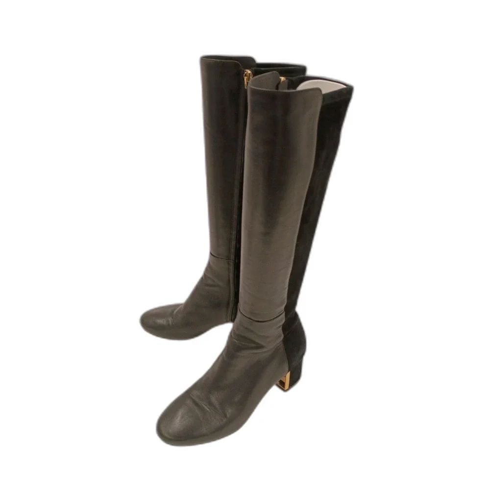 Tory Burch Women's Black Leather Knee-High Riding Boots Size 7M